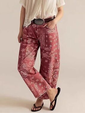 New Bandana Print Barrel Leg Jeans